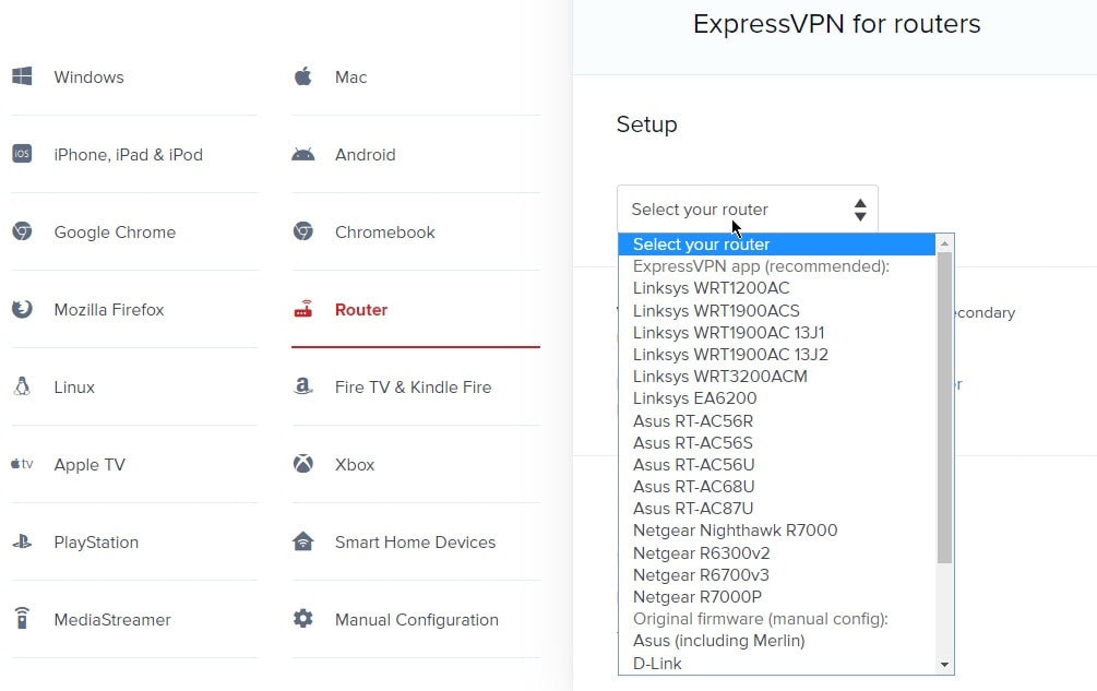 ExpressVPN支持的翻墙路由器